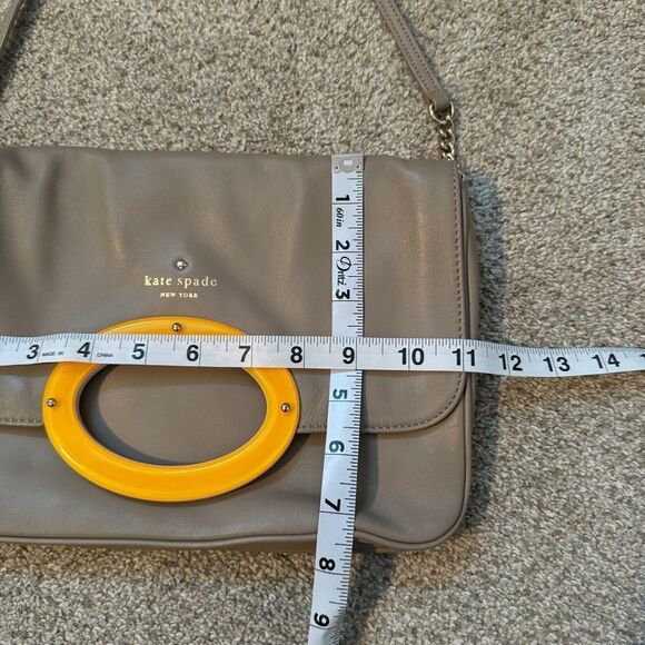 Kate Spade taupe gray supple leather acrylic chain shoulder bag Perry Shoreline - Picture 8 of 11